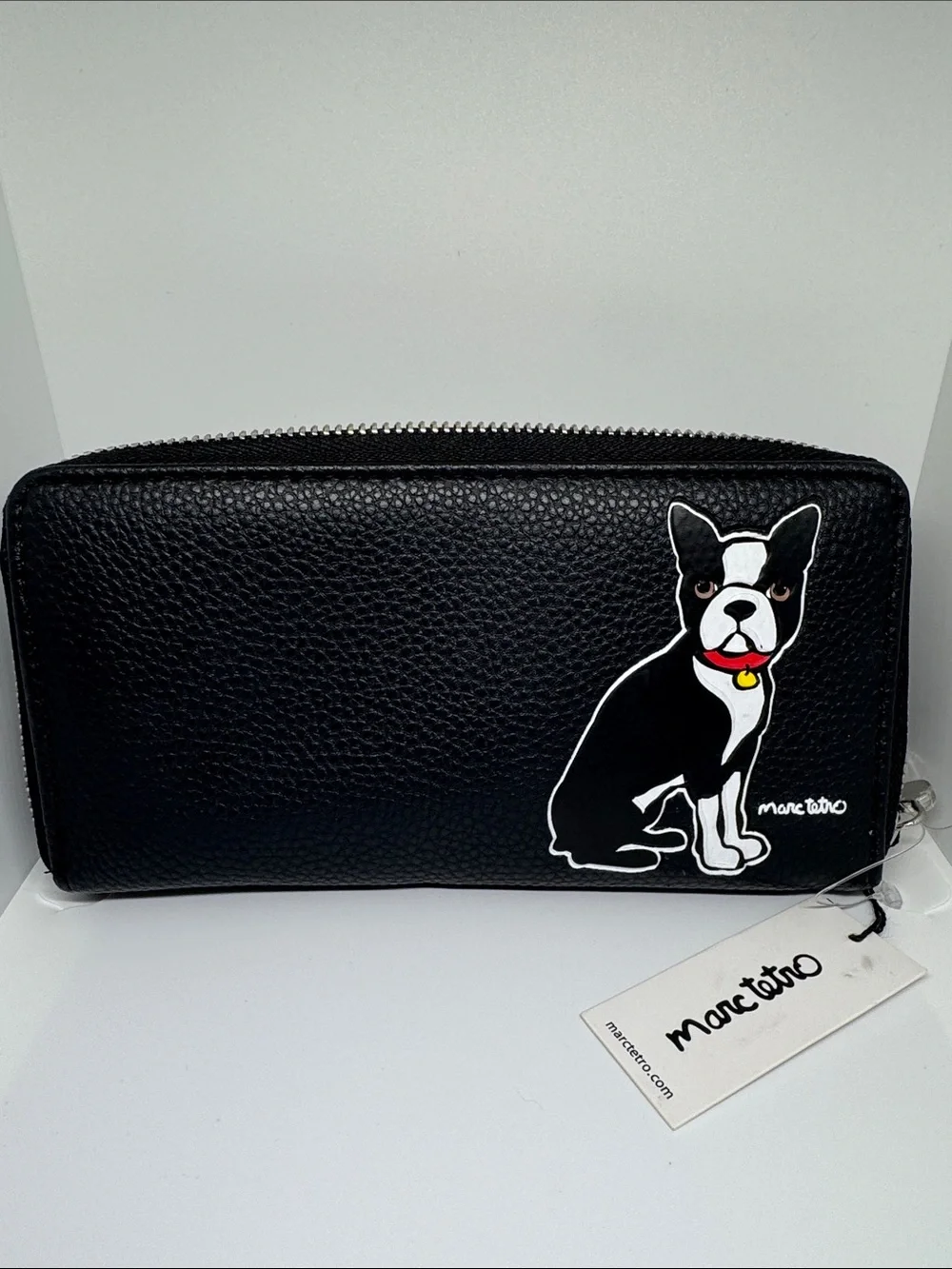 Marc Tetro  Leather Zip Wallet with Boston Terrier Graphic
